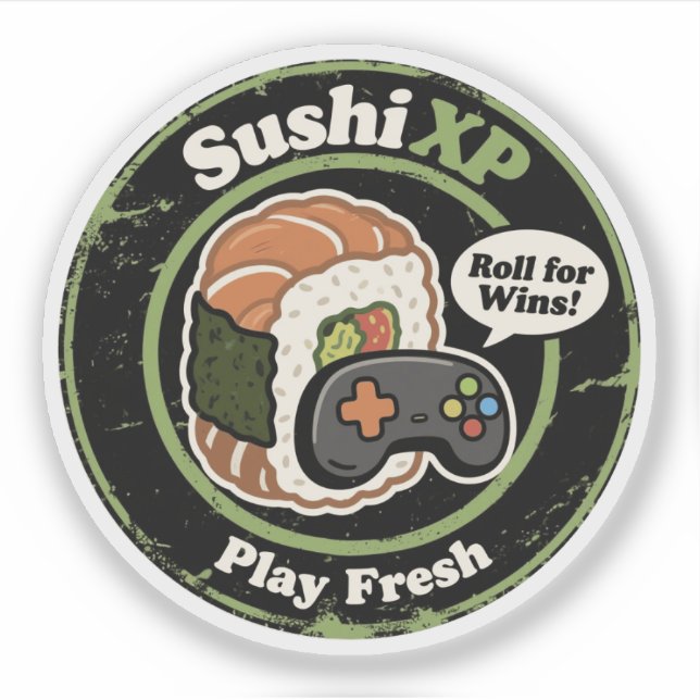 Sushi XP Play Fresh Gamer Food Fusion Sticker (Front)