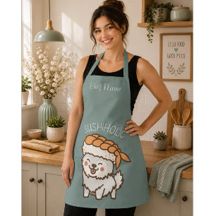 sushiholic, sushi cat apron