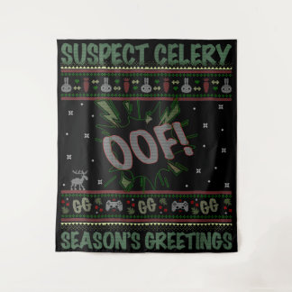 Suspect Celery™ Gamer Ugly Christmas Sweater Tapestry