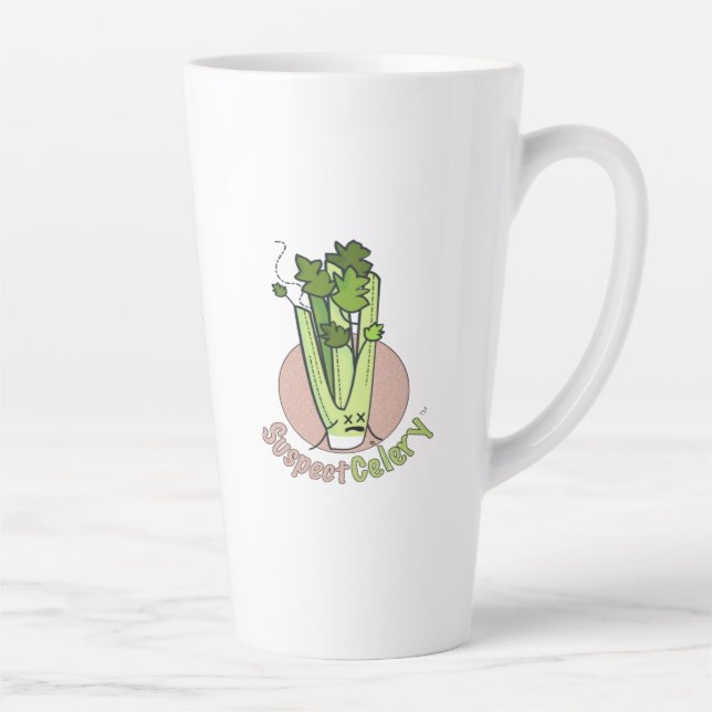 SuspectCelery™ Circle Celery Logo with Tagline Latte Mug (Right)
