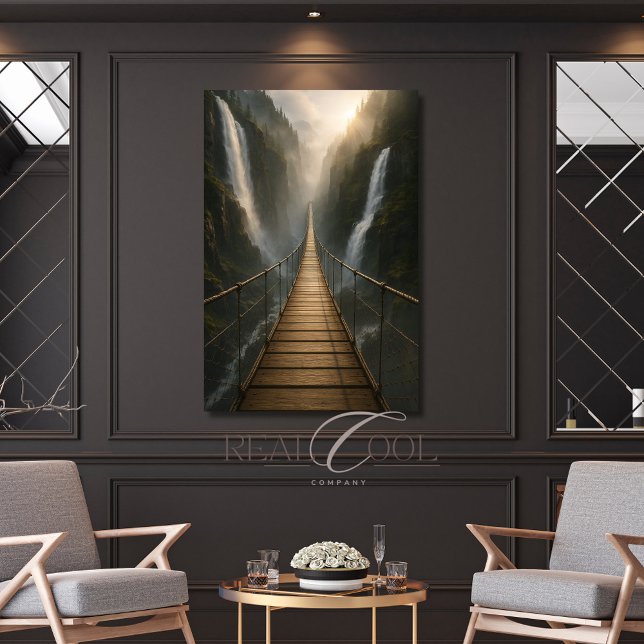 Suspended Bridge Over Canyon, River and Mountains Poster (Creator Uploaded)