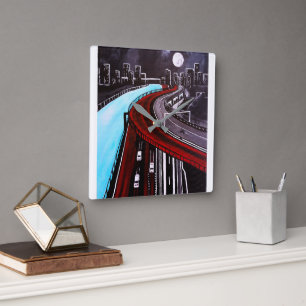 Suspended over the Blue Painting by Alfred Fox Square Wall Clock