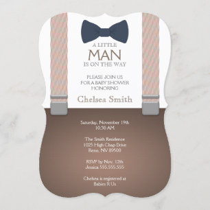 Suspender, Bow tie, Baby Shower Invitation