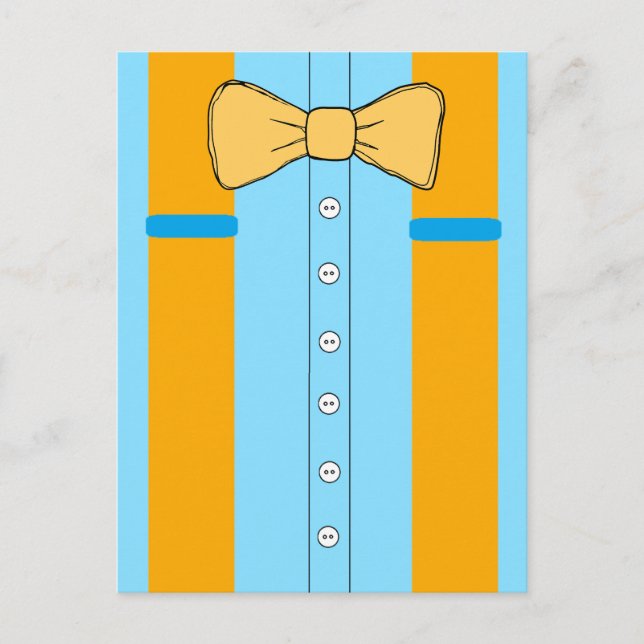 Suspenders and Bow Tie Boy's Birthday Party Invite (Front)