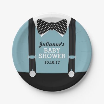 Suspenders And Bow Tie Party Paper Plates by LittleBeesGraphics at Zazzle