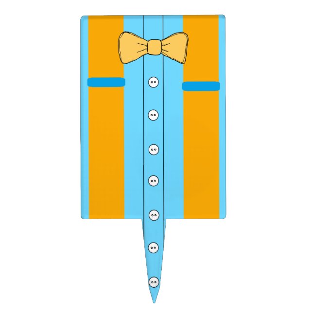 Suspenders and Bow Ties Boy's Birthday Party Cake Topper (Front)