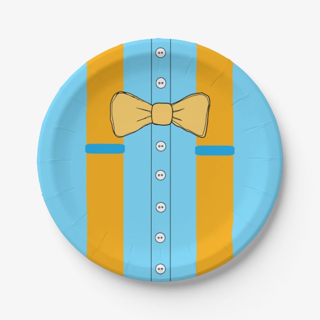 Suspenders and Bow Ties Boy's Birthday Party Paper Plates (Front)