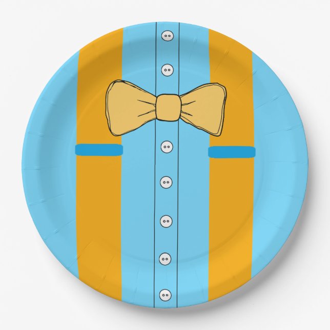 Suspenders and Bow Ties Boy's Birthday Party Paper Plates (Front)
