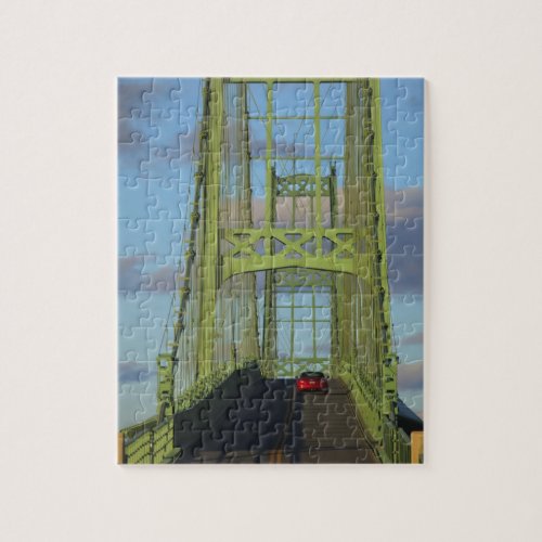 Suspension bridge onto Little Deer Isle Jigsaw Puzzle