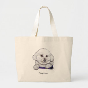 Suspicious Bichon Frise Tote Bag