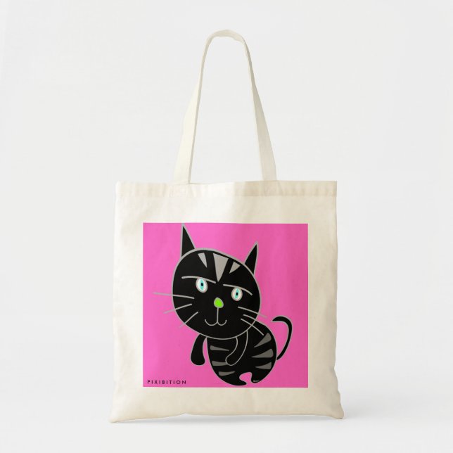 Suspicious Black Kitten Cat Tote Bag (Front)