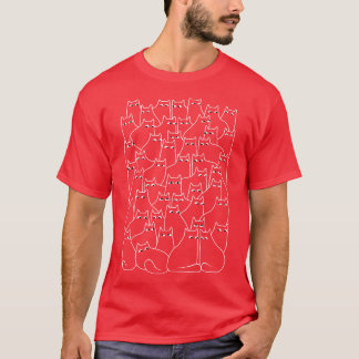 Suspicious Cats Minimal White Linework Version gif T-Shirt