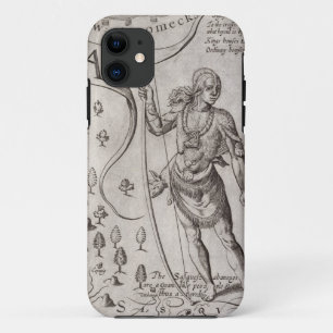Susquehannock warrior, detail from Map of Virginia iPhone 11 Case