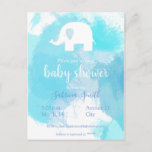 süße Baby Party Einladung blau aquarell Elefant Postcard