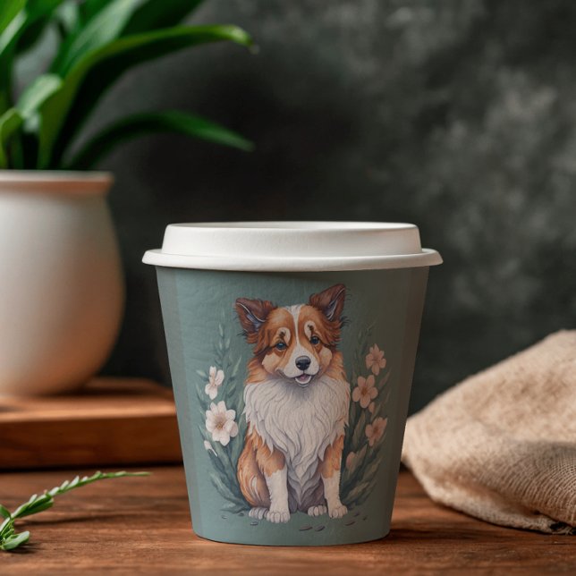 Süßer Collie umringt von Blumen -  Paper Cups (Creator Uploaded)