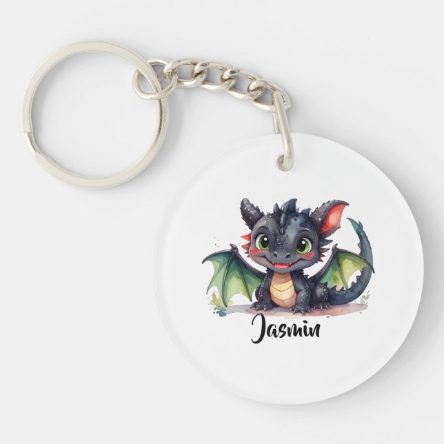 Süßer Dabydrache lächelt Keychain (Front)