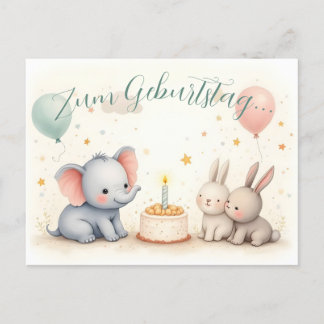 Süßer Geburtstagsgruß mit Tierfreunden Holiday Postcard
