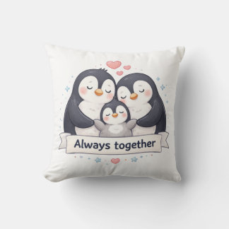 Süßes Pinguinfamilie Dekokissen - Always Together Throw Pillow