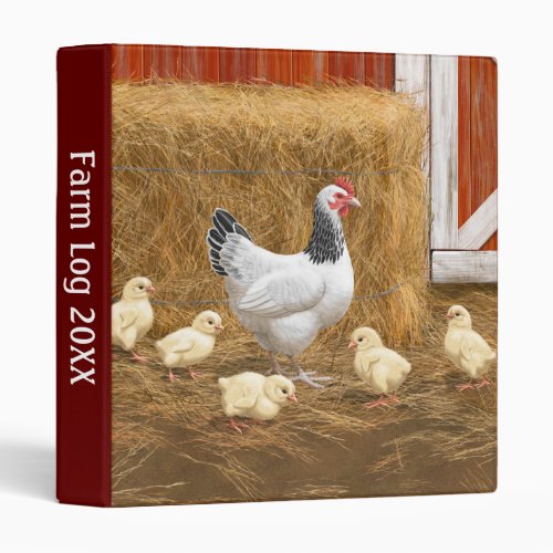 Sussex Chicken Mama Hen and Chicks 3 Ring Binder