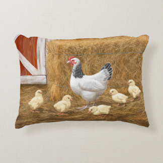 Sussex Chicken Mama Hen and Chicks Accent Pillow