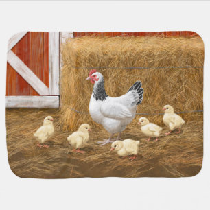 Sussex Chicken Mama Hen and Chicks Baby Blanket