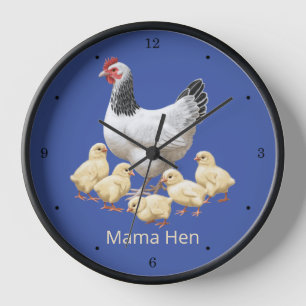 Sussex Chicken Mama Hen and Chicks Clock