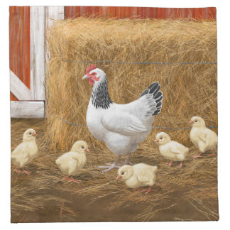 Sussex Chicken Mama Hen and Chicks Cloth Napkin