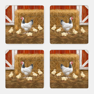 Sussex Chicken Mama Hen and Chicks Coaster Set