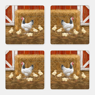 Sussex Chicken Mama Hen and Chicks Coaster Set
