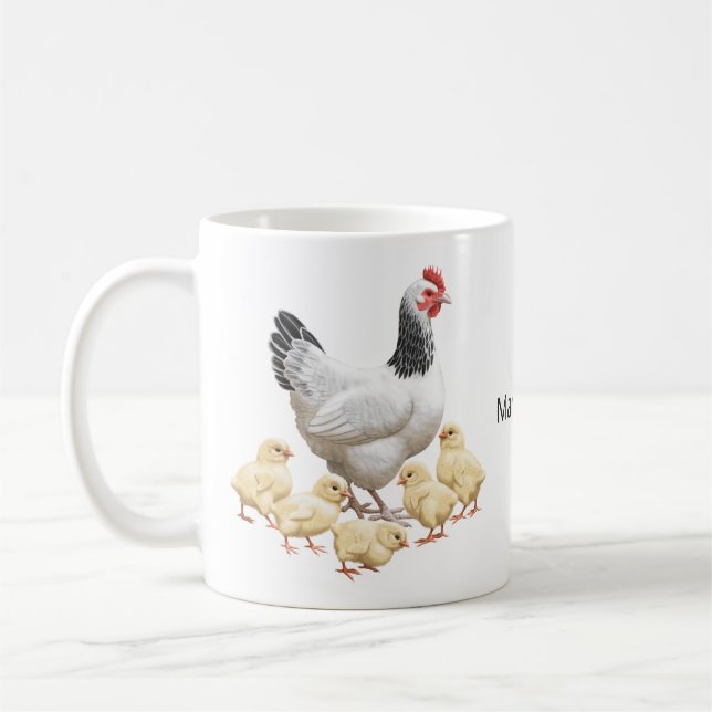 Sussex Chicken Mama Hen and Chicks Coffee Mug (Left)