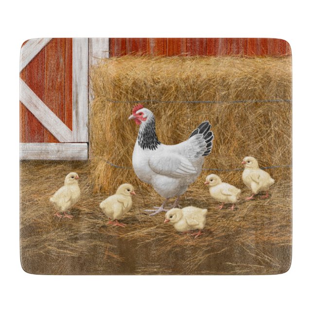 Sussex Chicken Mama Hen and Chicks Cutting Board (Front)