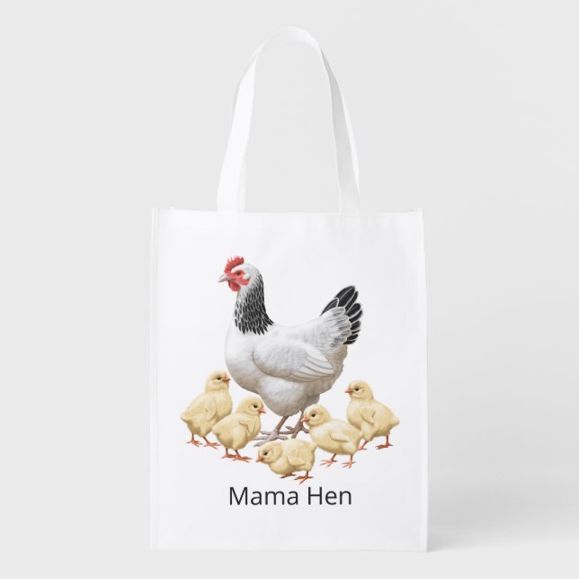 Sussex Chicken Mama Hen and Chicks Grocery Bag (Front)