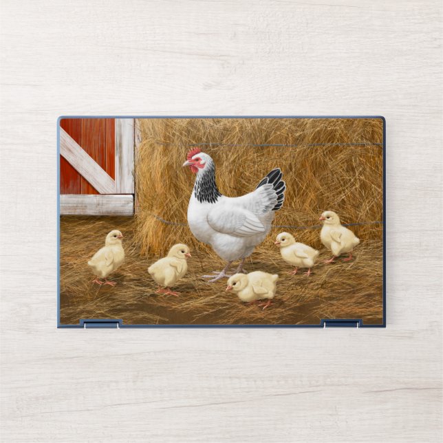 Sussex Chicken Mama Hen and Chicks HP Laptop Skin (Front)