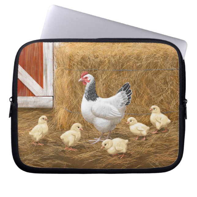 Sussex Chicken Mama Hen and Chicks Laptop Sleeve (Front)
