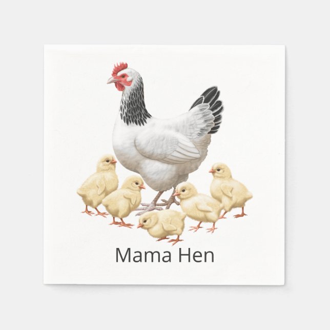 Sussex Chicken Mama Hen and Chicks Napkins (Front)