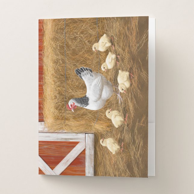 Sussex Chicken Mama Hen and Chicks Pocket Folder (Front)