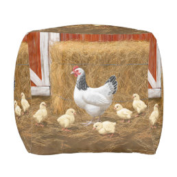 Sussex Chicken Mama Hen and Chicks Pouf
