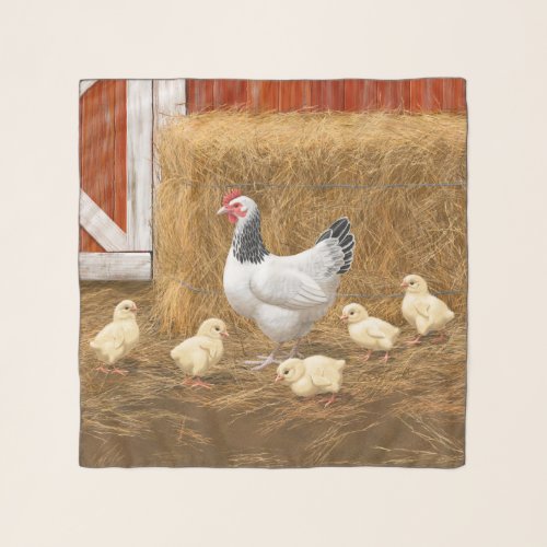 Sussex Chicken Mama Hen and Chicks Scarf