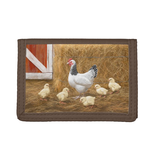 Sussex Chicken Mama Hen and Chicks Trifold Wallet (Front)