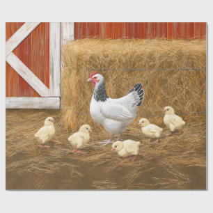 Sussex Chicken Mama Hen and Chicks Wrapping Paper