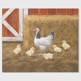 Sussex Chicken Mama Hen and Chicks Wrapping Paper