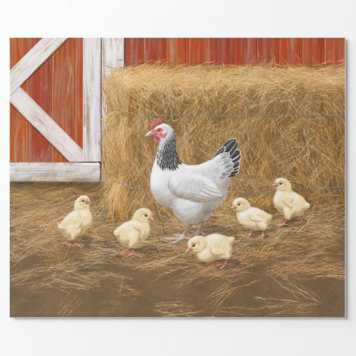 Sussex Chicken Mama Hen and Chicks Wrapping Paper