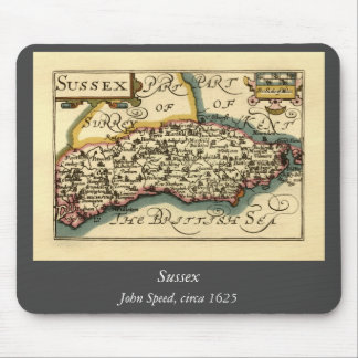 Sussex County England Old Antiquarian Atlas Map Mouse Pad