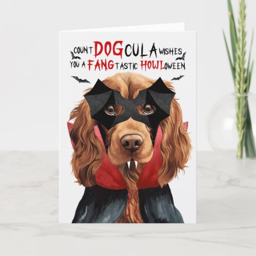 Sussex Spaniel Dog Funny Count DOGcula Halloween Holiday Card