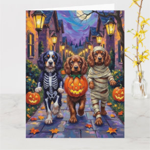 Sussex Spaniel Dogs in Halloween Costumes Card