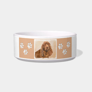 Sussex Spaniel Painting - Cute Original Dog Art Bowl
