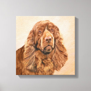 Sussex Spaniel Painting - Cute Original Dog Art Canvas Print