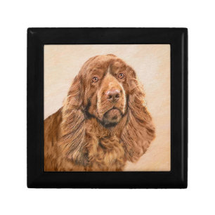Sussex Spaniel Painting - Cute Original Dog Art Gift Box
