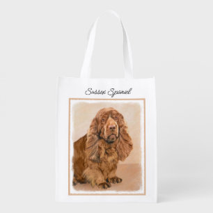 Sussex Spaniel Painting - Cute Original Dog Art Gr Grocery Bag