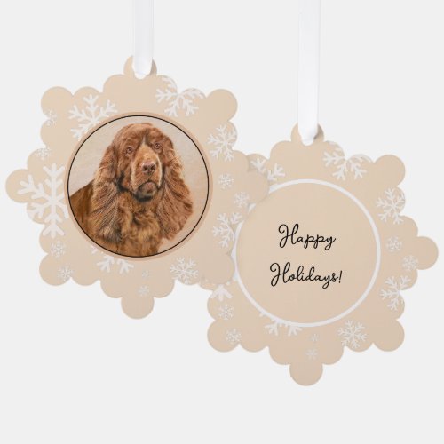 Sussex Spaniel Painting _ Cute Original Dog Art Ornament Card